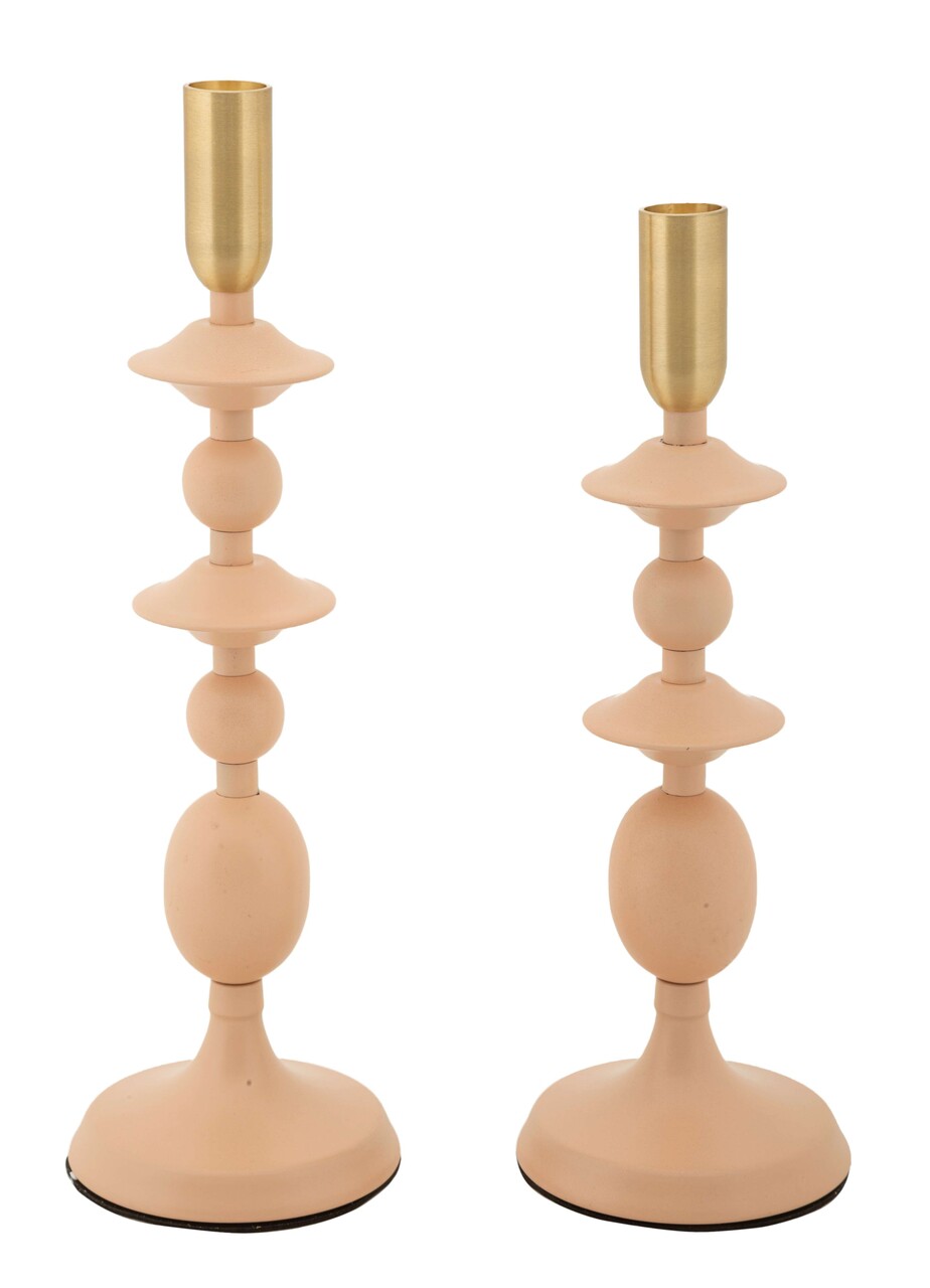 Set 2 suporturi de lumanare Gemini, Mauro Ferretti, 10x29 cm, 10x33 cm, fier, roz/auriu - imagine 6